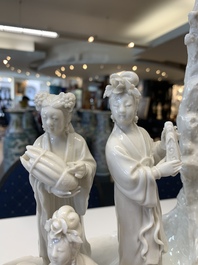 A large Chinese Dehua blanc de Chine group with goddesses on a boat, Republic