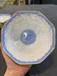 A pair of Chinese eggshell famille rose 'dragon' bowls, Qianlong mark, 20th C.