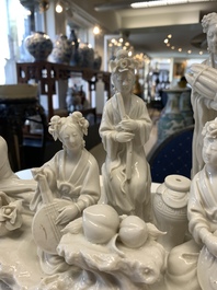 A large Chinese Dehua blanc de Chine group with goddesses on a boat, Republic