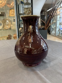 A Chinese flamb&eacute;-glazed 'hu' vase, Qianlong mark, 20th C.