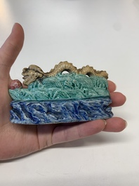 Six Chinese porcelain and glass brush rests, 19/20th C.