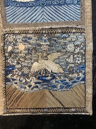 Ten Chinese gold-thread-embroidered silk rank badges, 19th C.