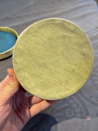 A Chinese archaic russet jade Liangzhu-style cong with a silk covered box, Liangzhu culture, Neolithic period or later