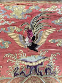 Ten Chinese gold-thread-embroidered silk rank badges, 19th C.