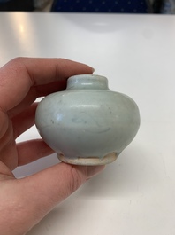 Eight Chinese Longquan celadon jarlets with floral design, Song/Yuan