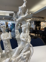 A large Chinese Dehua blanc de Chine group with goddesses on a boat, Republic