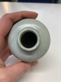 Eight Chinese Longquan celadon jarlets with floral design, Song/Yuan