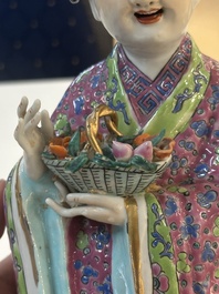 Four Chinese famille rose figures, Ge Yi Tai 戈益泰 mark, 19/20th C.