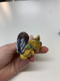 Six Chinese porcelain and glass brush rests, 19/20th C.