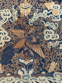 Ten Chinese gold-thread-embroidered silk rank badges, 19th C.