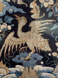 Ten Chinese gold-thread-embroidered silk rank badges, 19th C.