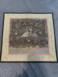 Ten Chinese gold-thread-embroidered silk rank badges, 19th C.