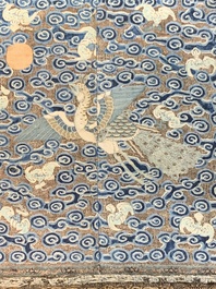 Ten Chinese gold-thread-embroidered silk rank badges, 19th C.