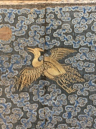 Ten Chinese gold-thread-embroidered silk rank badges, 19th C.