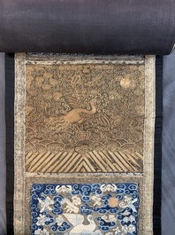 Ten Chinese gold-thread-embroidered silk rank badges, 19th C.