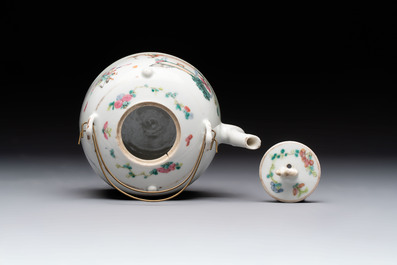 Four Chinese famille rose teapots, Luo Yong Sheng Hao 罗永盛号 mark, 20th C.