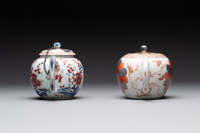 Two Chinese famille rose teapots, an Imari-style teapot and a Dutch-decorated teapot, Yongzheng/Qianlong