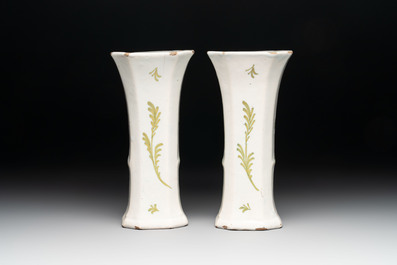 A polychrome Dutch Delft garniture of five vases with the portrait of William I of The Netherlands, early 19th C.