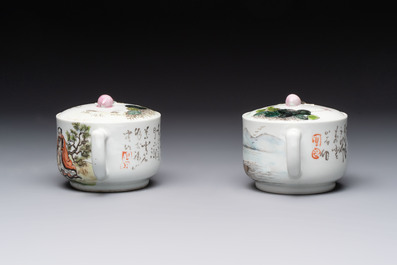 Four Chinese famille rose teapots, Luo Yong Sheng Hao 罗永盛号 mark, 20th C.