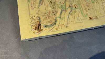 School of Bernard Palissy, a 'biblical subject' plaque , 17/18th C.
