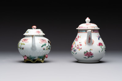 Two Chinese famille rose teapots, an Imari-style teapot and a Dutch-decorated teapot, Yongzheng/Qianlong