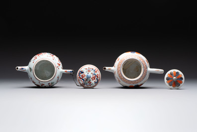 Two Chinese famille rose teapots, an Imari-style teapot and a Dutch-decorated teapot, Yongzheng/Qianlong