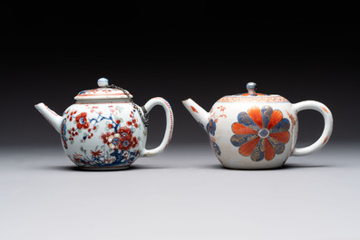 Two Chinese famille rose teapots, an Imari-style teapot and a Dutch-decorated teapot, Yongzheng/Qianlong