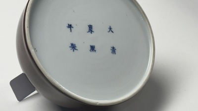A fine Chinese peachbloom-glazed waterpot or taibaizun, Kangxi mark and of the period