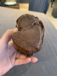 A Chinese carved bamboo brush pot and libation cup, Qing