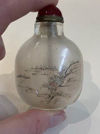 Five Chinese inside-painted glass snuff bottles, signed Ma Shaoxuan 馬少宣, Pu Ru 溥儒 and Ye Zhongsan 葉仲三, 20th C., one dated 1962