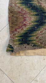 A large Italian woollen embroidered 'Bargello' or flame stitch wall hanging, 18th C.