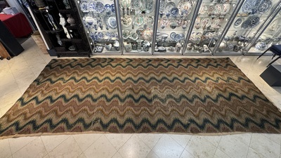 A large Italian woollen embroidered 'Bargello' or flame stitch wall hanging, 18th C.