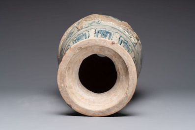 A large Annamese or Vietnamese blue and white inscribed altar vase, 16th C.