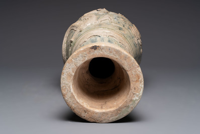 A large Annamese or Vietnamese blue and white inscribed altar vase, 16th C.