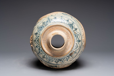 A large Annamese or Vietnamese blue and white inscribed altar vase, 16th C.
