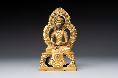 A Chinese gilt-bronze Buddha Amitayus, 18th C.