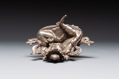 A Tibetan gilt-bronze Tara and a silver Tara, 19/20th C.