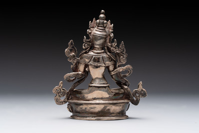 A Tibetan gilt-bronze Tara and a silver Tara, 19/20th C.