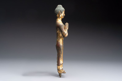 A fine Chinese gilt-bronze standing Buddha, Song or later
