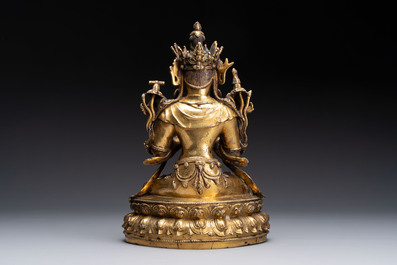An extremely rare and fine Chinese gilt-bronze Buddha, inscribed 大明正統己未金川比丘昌靜捐資命工造, Zhengtong mark and of the period, dated 1439