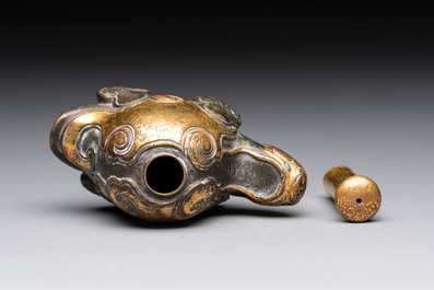 An extremely rare and fine Chinese gilt-bronze tortoise-form water dropper and cover, Song