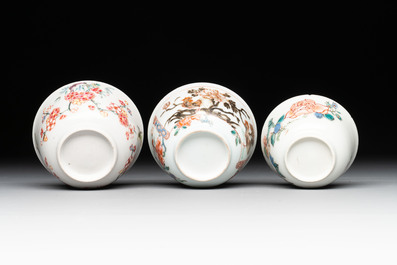 Seven Chinese famille rose cups and saucers, Yongzheng/Qianlong