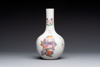A Chinese famille rose 'Wu Shuang Pu' vase and a tazza, 19/20th C.