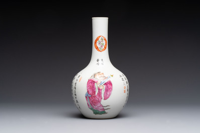 A Chinese famille rose 'Wu Shuang Pu' vase and a tazza, 19/20th C.