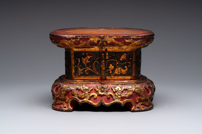 A set of three Chinese or Vietnamese gilt-lacquered wooden sculptures of Buddha, 18/19th C.