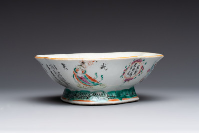 A Chinese famille rose 'Wu Shuang Pu' vase and a tazza, 19/20th C.