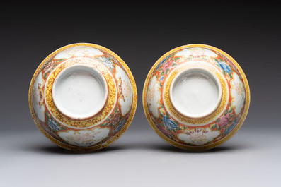 Two pairs of Chinese polychrome Bencharong bowls for the Thai market, 19th C.