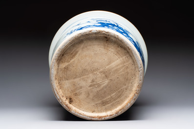 A Chinese blue and white jardini&egrave;re with floral design, Qianlong