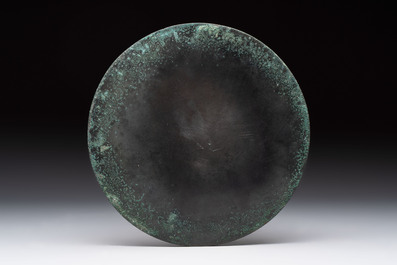 A Chinese finely cast 'immortals' bronze mirror, Wu Zuo Ming Jing 吾作明鏡 mark, Eastern Han