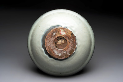 A large Chinese purple-splashed 'jun' basin, Yuan/Ming